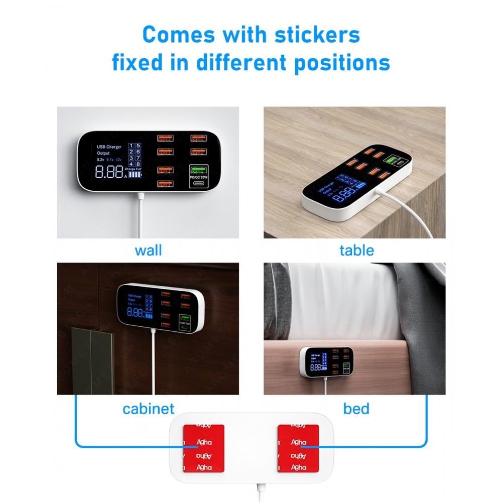 Зарядний пристрій мережевий Asometech 40W PD3.0 QC 3.0 8 USB (25397265) - фото 7 Зарядний пристрій мережевий Asometech 40W PD3.0 QC 3.0 8 USB (25397265) - фото 7