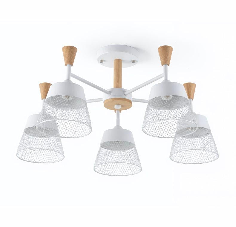 Люстра стельова Valeso на 5 плафонів XL25020-5 для вітальні та спальні Білий дерево