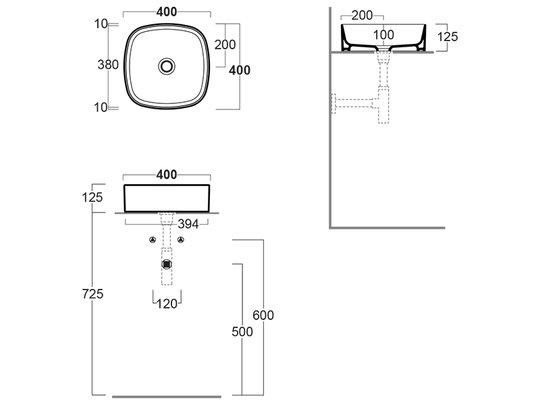 Умывальник накладной Simas Foriu FO03 400x400x125 мм Белый (212901) - фото 3 Умывальник накладной Simas Foriu FO03 400x400x125 мм Белый (212901) - фото 3