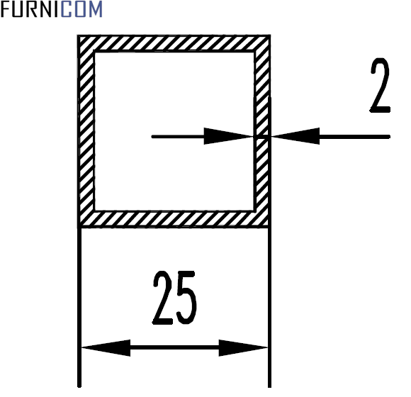 Труба алюмінієва квадратна 25х25х2 мм AS - фото 2