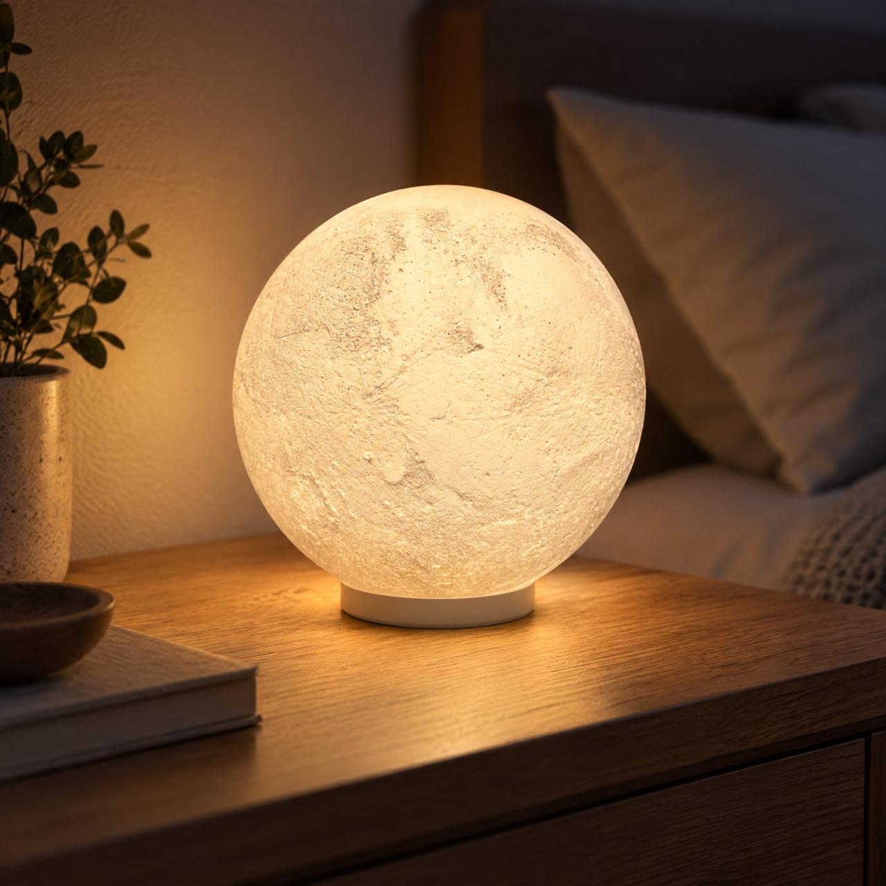 Ночник Луна с рельефом поверхности и LED-модулем 17 см Белый матовый (MW-31191-WM)
