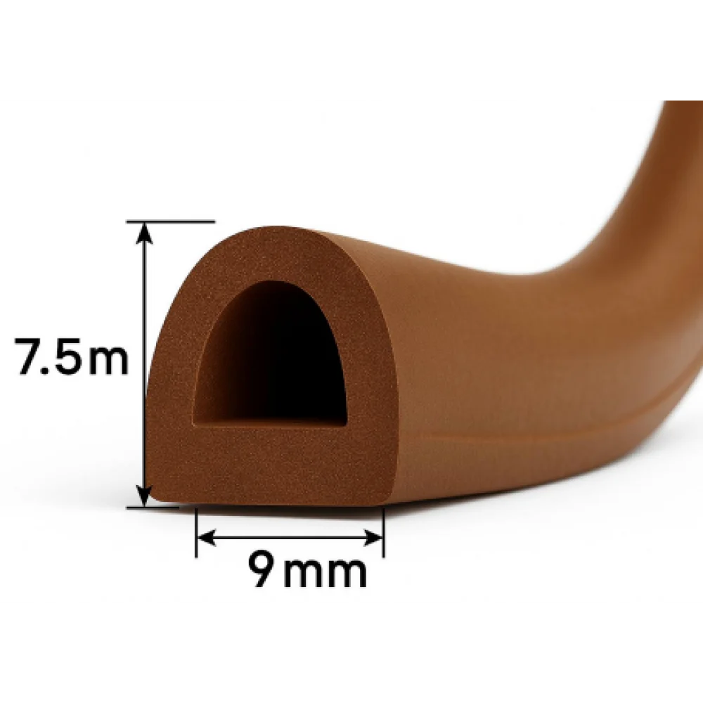 Ущільнювач самоклеючий D профіль 9x7,5 см каучуковий для вікон та дверей одинарний 1 м Коричневий (UD1107) - фото 3