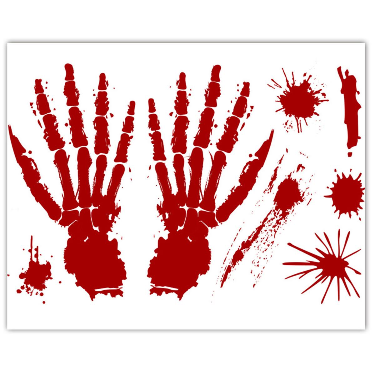 Наклейки на окно Хэллоуин Следы кровь 25х35 см Красный (31008)