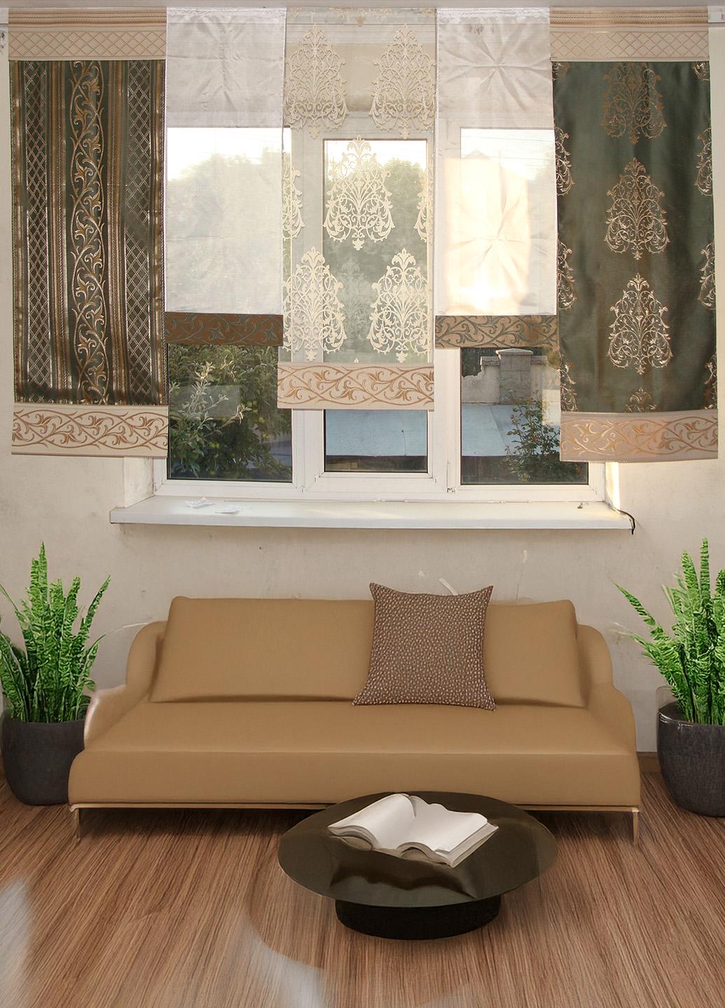 Комплект панельных занавесок Firanka Damask 5 шт. карниз 245 см Зеленый с молочным (24_8п) Комплект панельных занавесок Firanka Damask 5 шт. карниз 245 см Зеленый с молочным (24_8п)