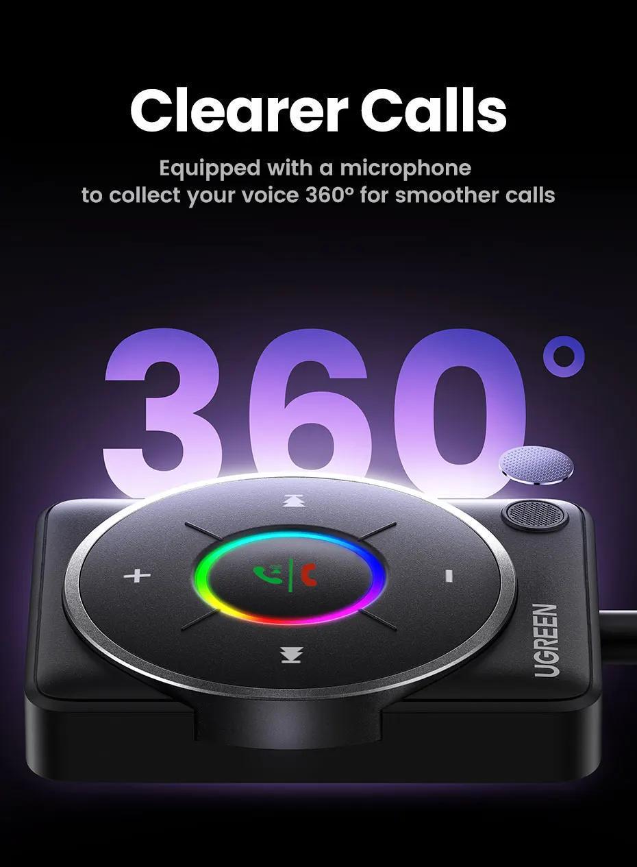 Адаптер UGREEN Bluetooth 5.4 приймач USB-AUX/3,5 мм minijack з мікрофоном RGB Чорний (35002) - фото 7 Адаптер UGREEN Bluetooth 5.4 приймач USB-AUX/3,5 мм minijack з мікрофоном RGB Чорний (35002) - фото 7