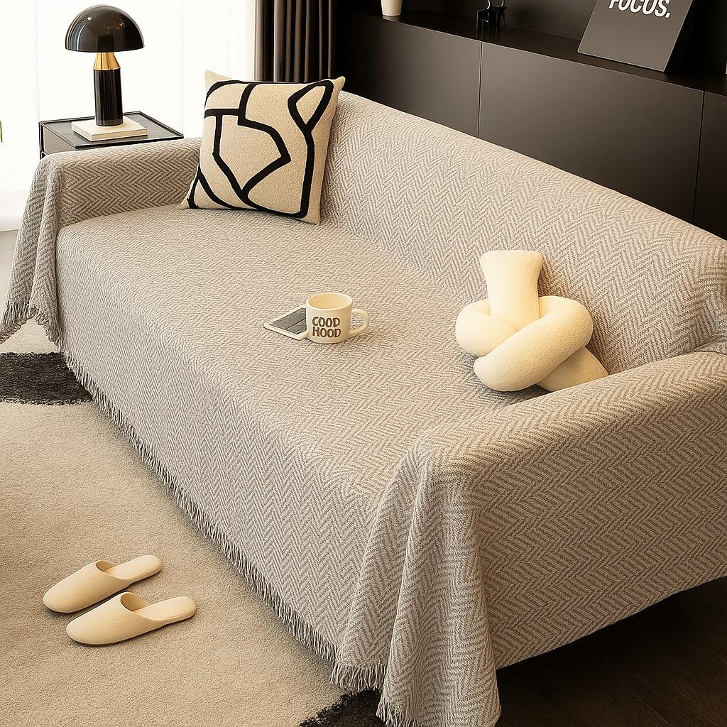 Плед покрывало на диван и кровать для мягкой мебели 180х230 см Светло-серый - фото 1