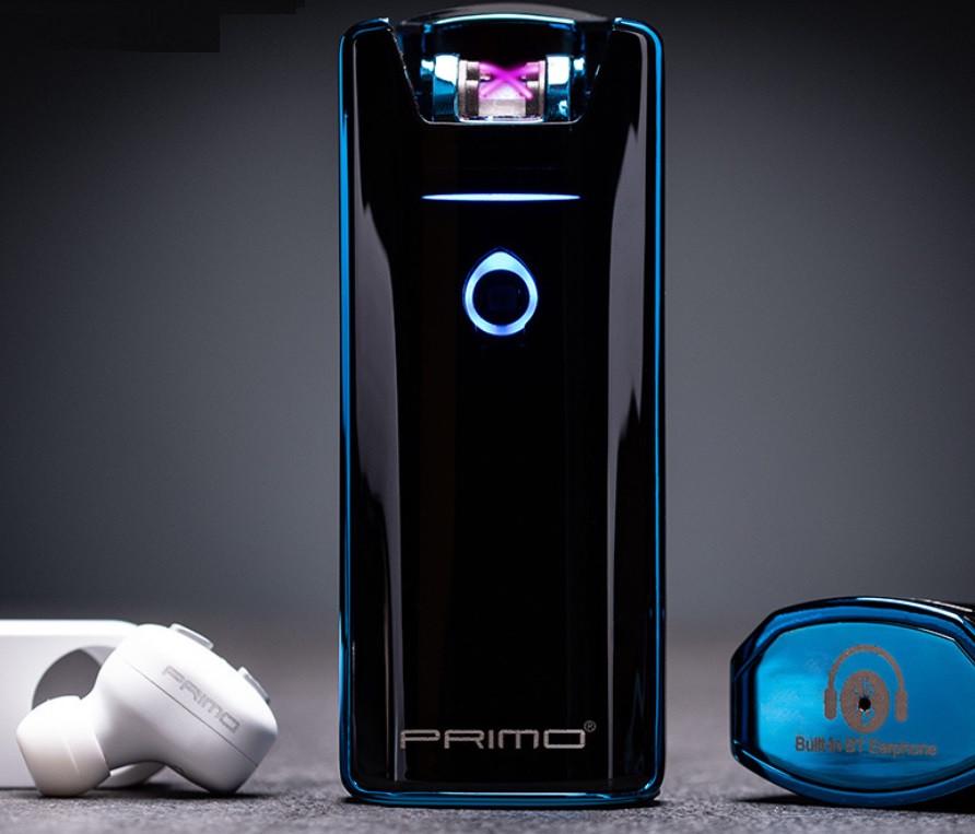Зажигалка PRIMO 1801 электронная аккумуляторная USB с наушниками Bluetooth Черный/Синий (SUN5617)