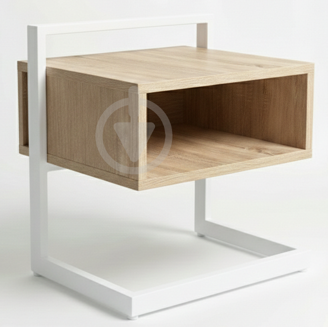 Тумба приліжкова RoMax LOFT Soft 50х50х40 см з металевим каркасом/ДСП Дуб Сонома/Білий