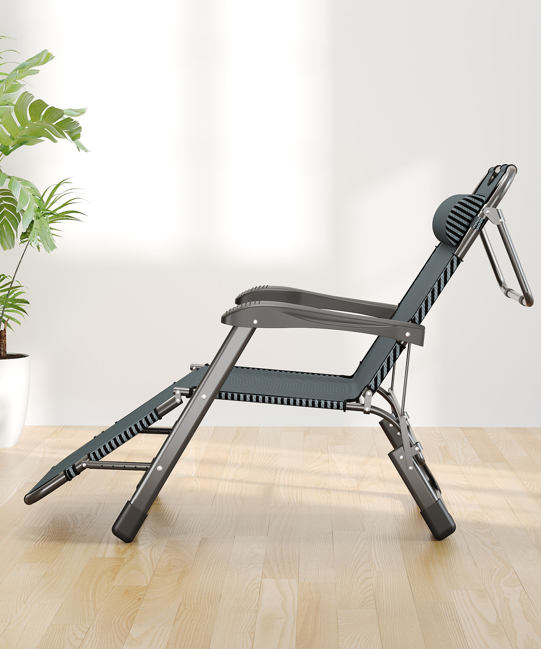 Шезлонг раскладной WCG FCB-S01садовый со стальным каркасом Черный (FCB-S011) - фото 5