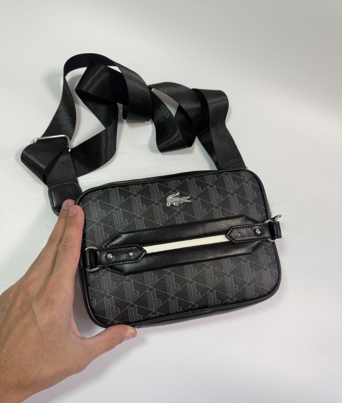Сумка Lacoste monogram через плечо Черный - фото 6