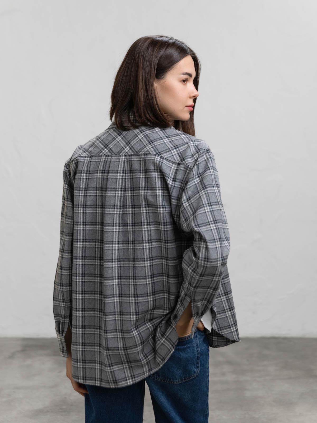 Сорочка жіноча бавовняна в клітинку FROMUS S Темно-сірий (9511-3) - фото 5 Сорочка жіноча бавовняна в клітинку FROMUS S Темно-сірий (9511-3) - фото 5