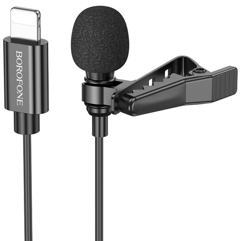 Микрофон петличный Borofone BFK11 Elegant lavalier Lightning 2 м Black (00000074391_1)
