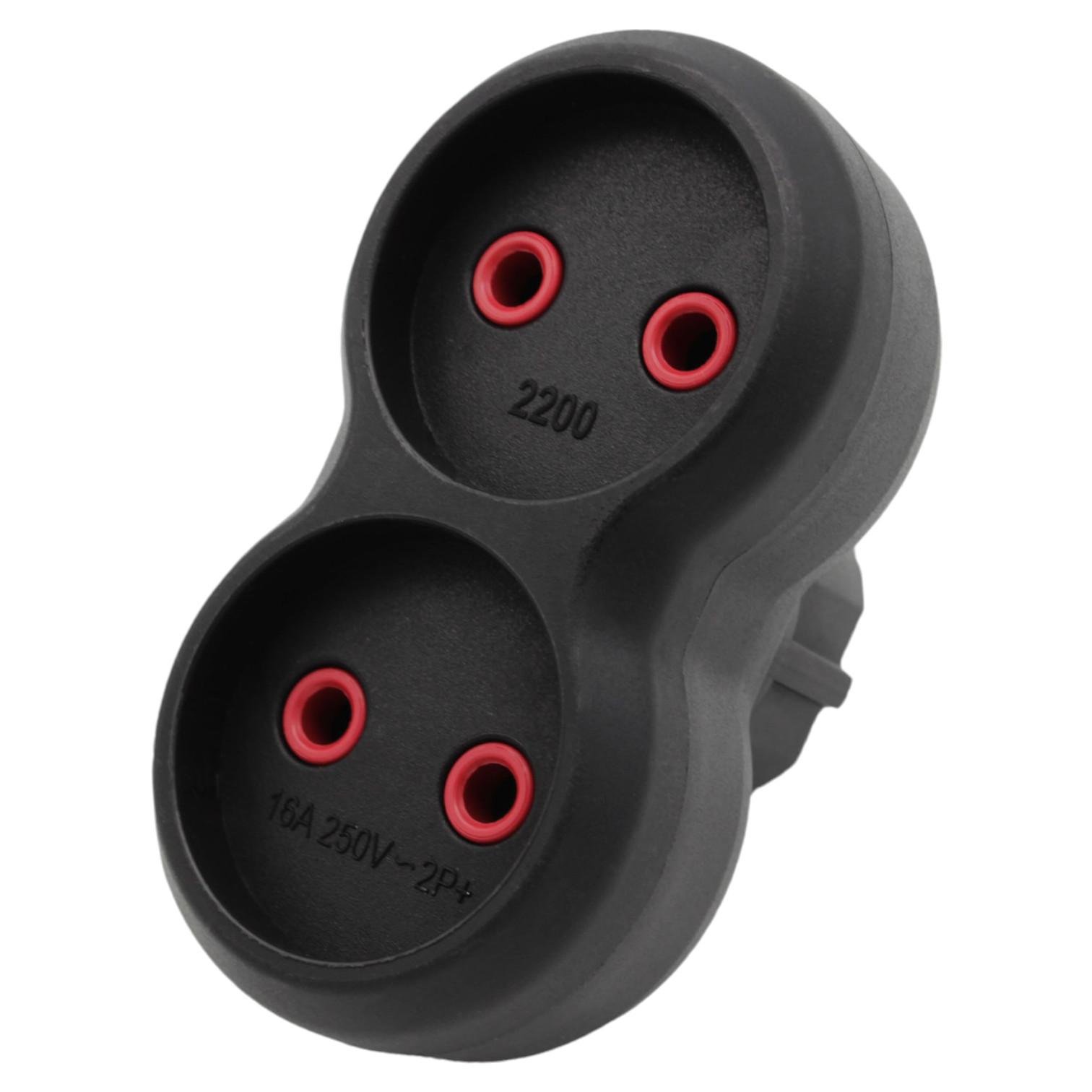 Розгалужувач електричний подвійний Neomax 10A 220V Чорний (t6755)