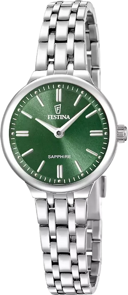 Наручные часы женские Festina F20744/4 Mademoiselle со стальным корпусом/сапфировым стеклом WR 50 м и зеленым циферблатом