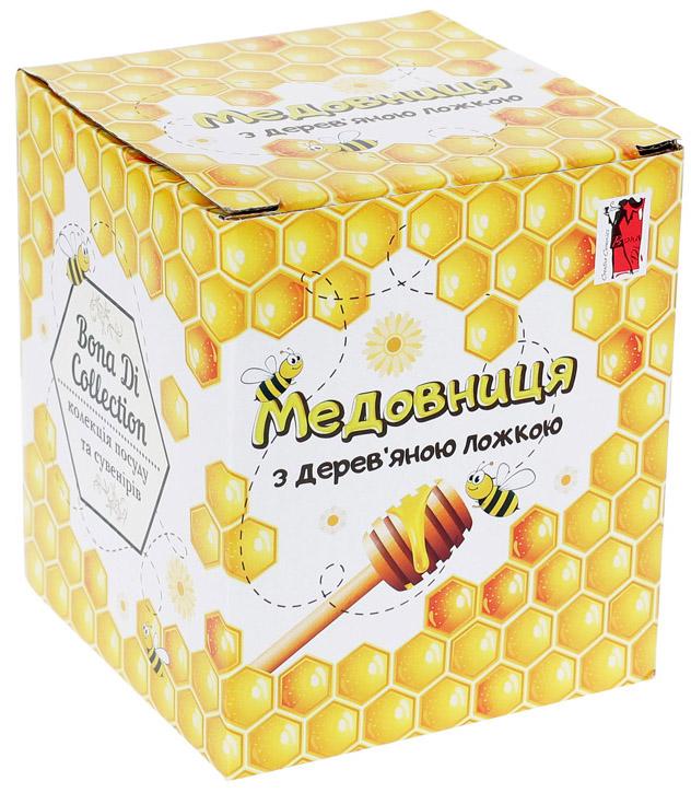 Медовниця керамічна Sweet Honey Бджілка з дерев'яною ложкою-булавою 450 мл (BD-979-317) - фото 3