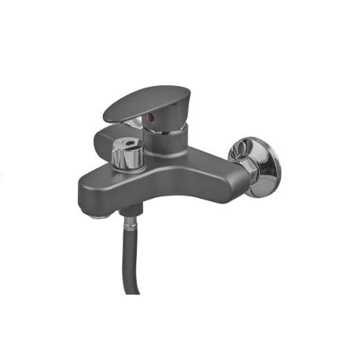 Смеситель для ванны PLAMIX CEZAR-009 EURO SET со шлангом/лейкой и кронштейном Graphite (PM0694)
