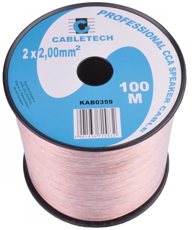 Кабель акустичний Cabletech KAB-0359 2 жили 2,0 мм2 CCA 100 м Прозорий (1287996980)