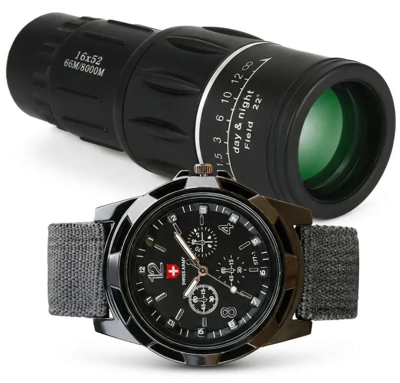 Монокуляр BUSHNELL 16x52 с мужскими армейскими часами Swiss Army (2104619440)