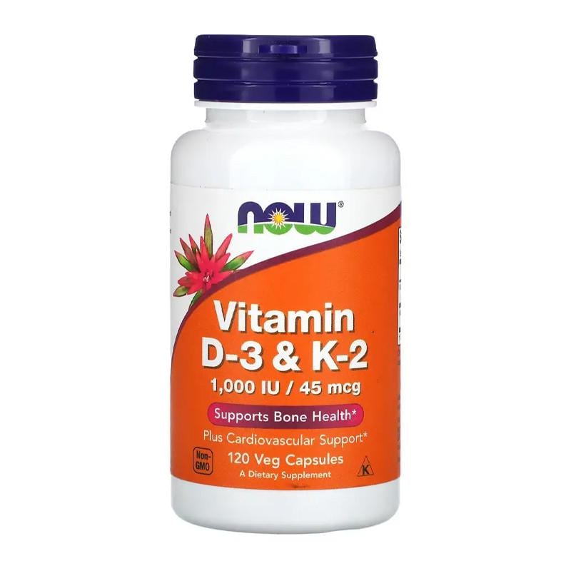 Витамины NOW Vitamin D-3 & K-2 120 капс. (08642-01)