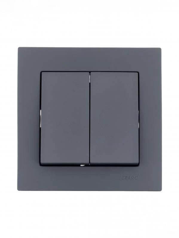 Выключатель двухклавишный Lezard Vesna 742-3488-101 Графитовый (27552750)