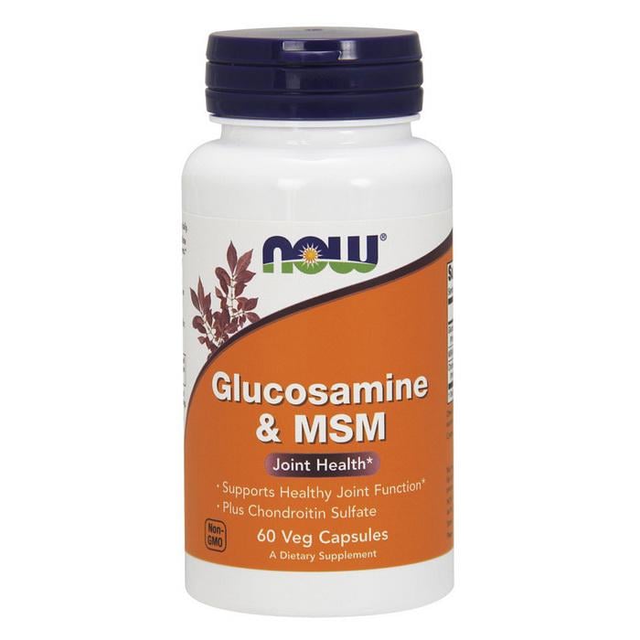 Хондропротектор NOW Glucosamine & MSM глюкозамин 1100 мг и MSM с хондроитином 60 вер. капс.