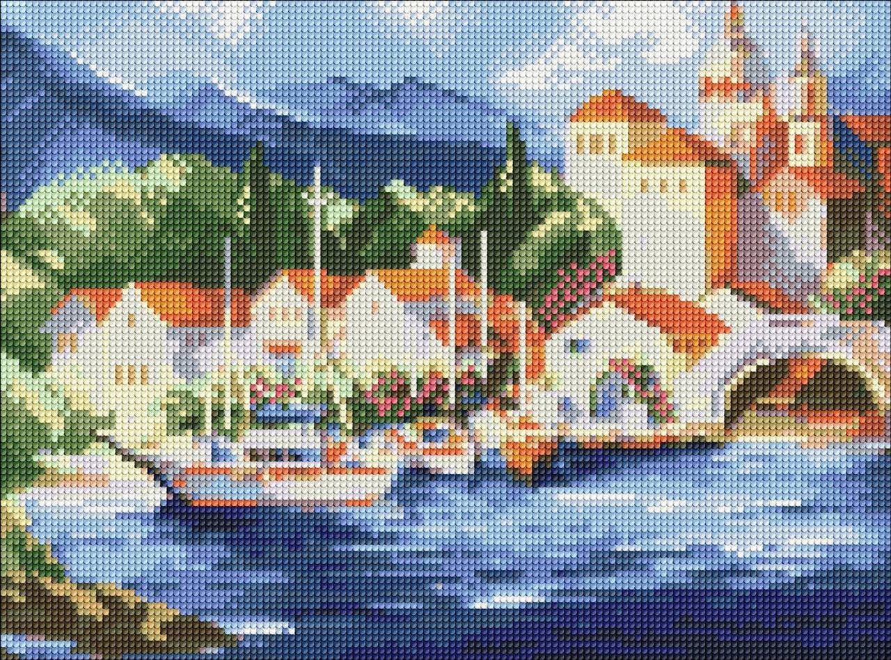 Алмазная мозаика Ideyka У подножия гор 30х40 см (2987255169)