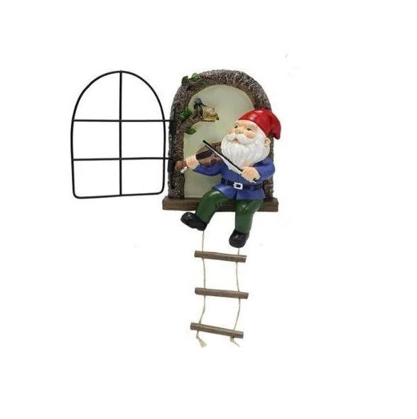 Подвесной декор для дома и сада Гном играющим на скрипке G00134
