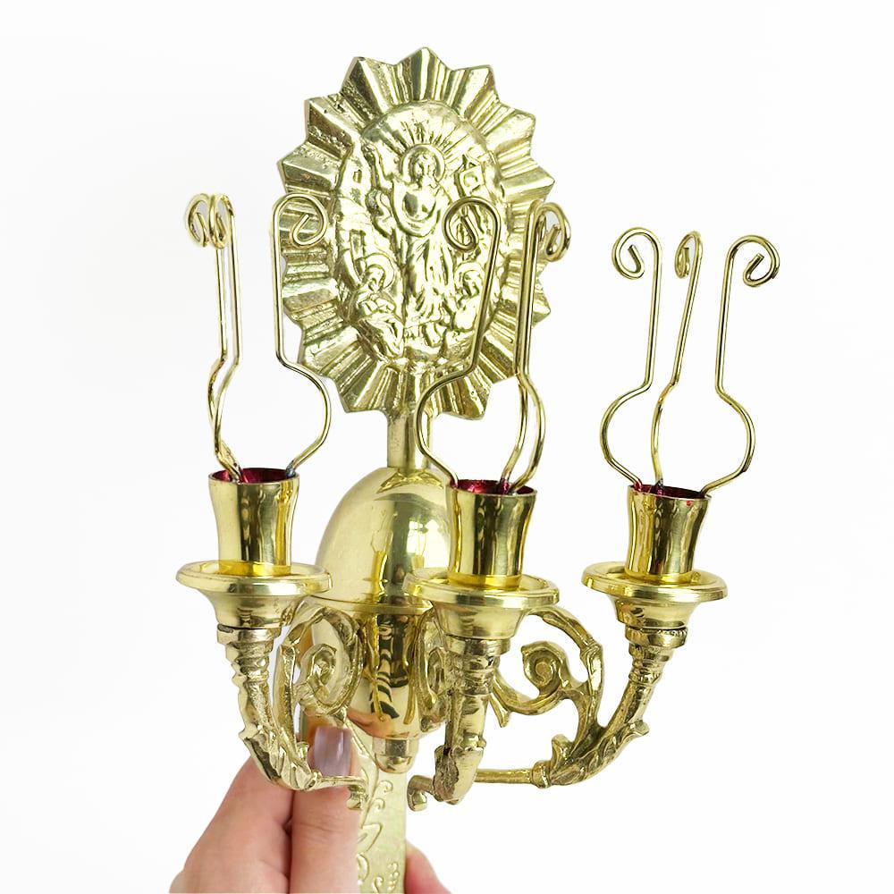 Трехсвечник пасхальный с иконой из латуни (11025) - фото 6 Трехсвечник пасхальный с иконой из латуни (11025) - фото 6