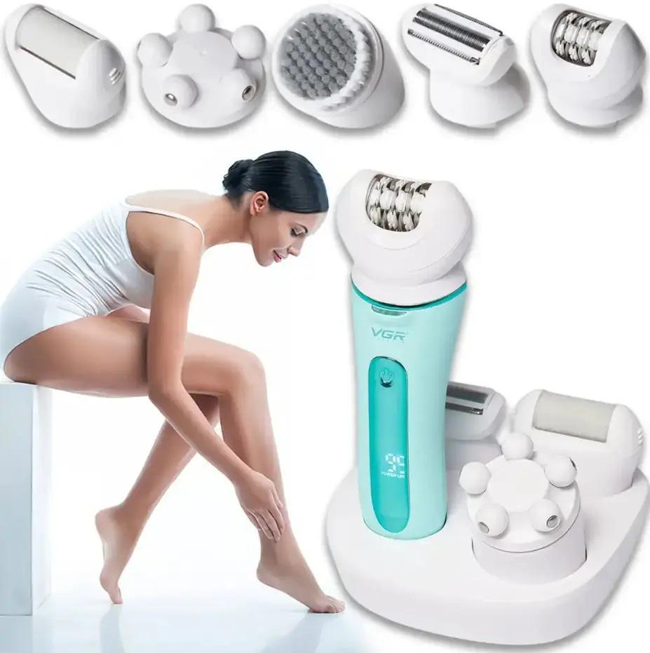 Эпилятор женский VGR V-751 аккумуляторный с подсветкой насадки для эпиляции бритья педикюра массажа лица (621227) - фото 2 Эпилятор женский VGR V-751 аккумуляторный с подсветкой насадки для эпиляции бритья педикюра массажа лица (621227) - фото 2