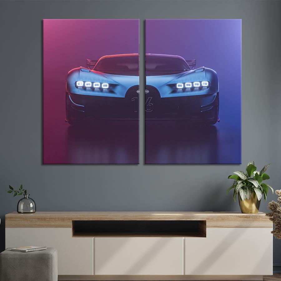 Картина на холсте Шикарное спортивное авто Bugatti Chiron Vision GT 165x122 см (1304-2)