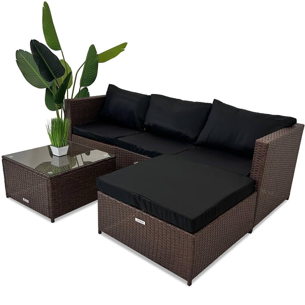 Садовая мебель из ротанга Just Relax Lounge Terrace 3 с черными подушками Коричневый (402 Brown)