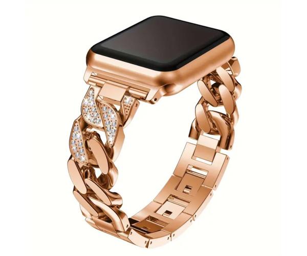 Ремешок металлический Diamond Chain для Apple Watch 38/40/41 мм Rose/Gold