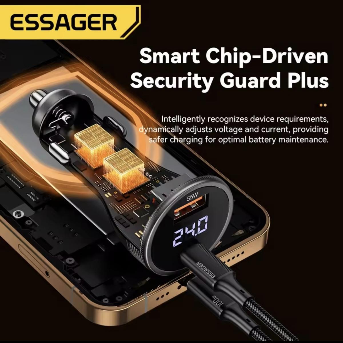 Зарядное устройство для автомобильного Essager 100W LED Type-C 45w/USB 55w (30446385) - фото 7 Зарядное устройство для автомобильного Essager 100W LED Type-C 45w/USB 55w (30446385) - фото 7