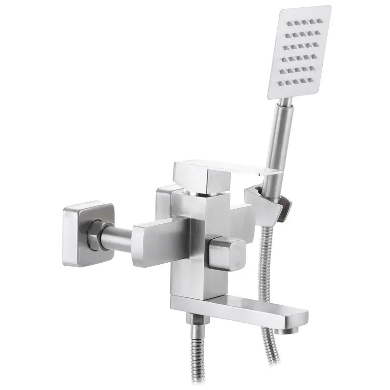 Смеситель для ванны Zerix Kub-009 однорычажная нержавеющая сталь (ZX3165)