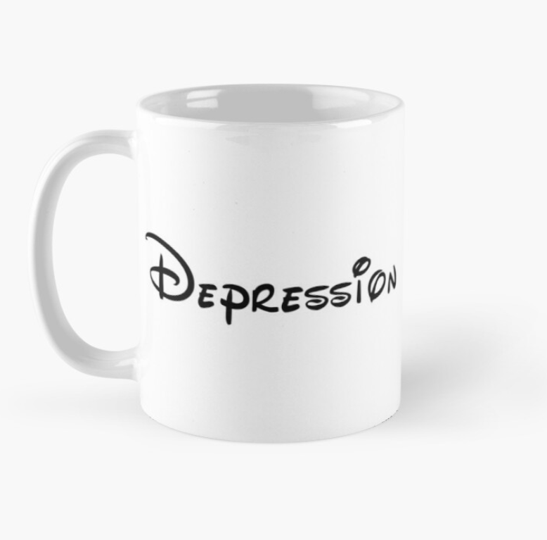 Чашка керамическая с принтом "Depression" 330 мл Белый (ПН33Ч)