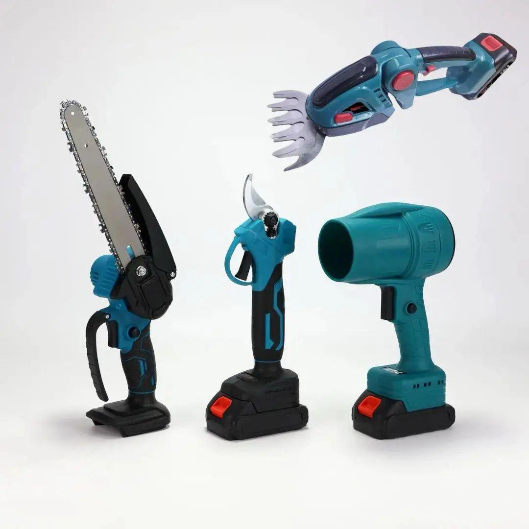 Набор садовый секатор/мини-пилка/триммер/воздуходувка/удлинитель/кусторез аккумуляторные универсальные 6в1 (opt-104632)