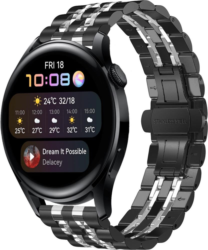 Браслет металлический Spinye Line для Huawei Watch 3 Black Silver (28975-03)