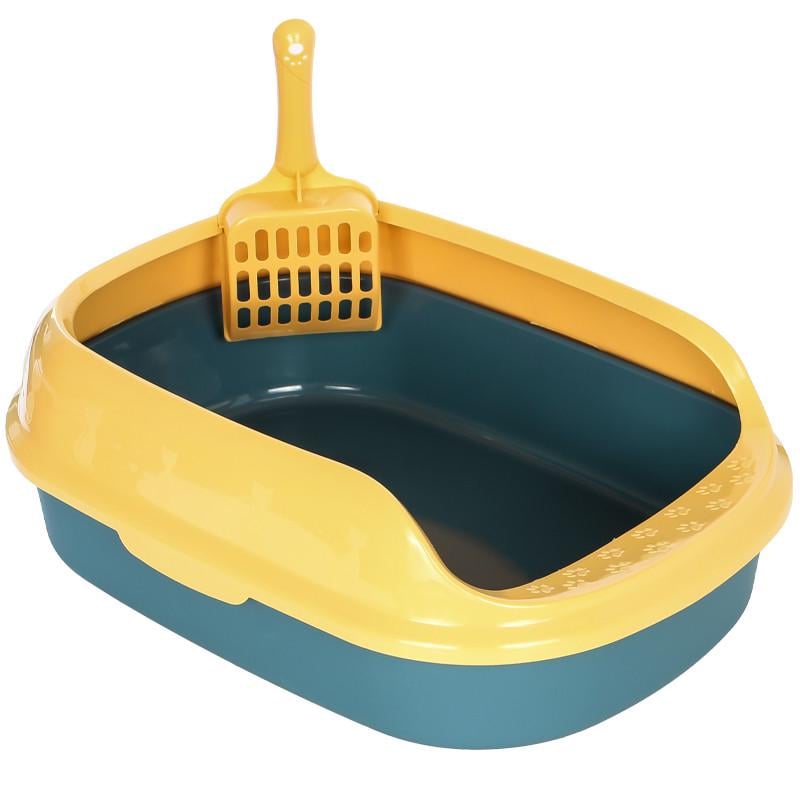 Туалет круглый для кошек Taotaopets 227701 40х29х13,5 см с лопаткой Blue/Yellow (1911389467)