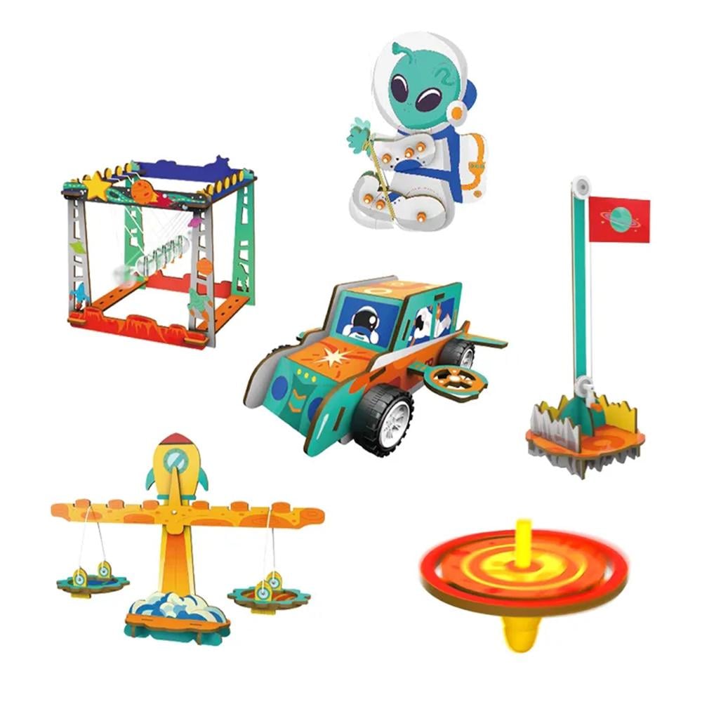 Конструктор STEM 6в1 Механика научный деревянный 3D-пазл для экспериментов (4091А)