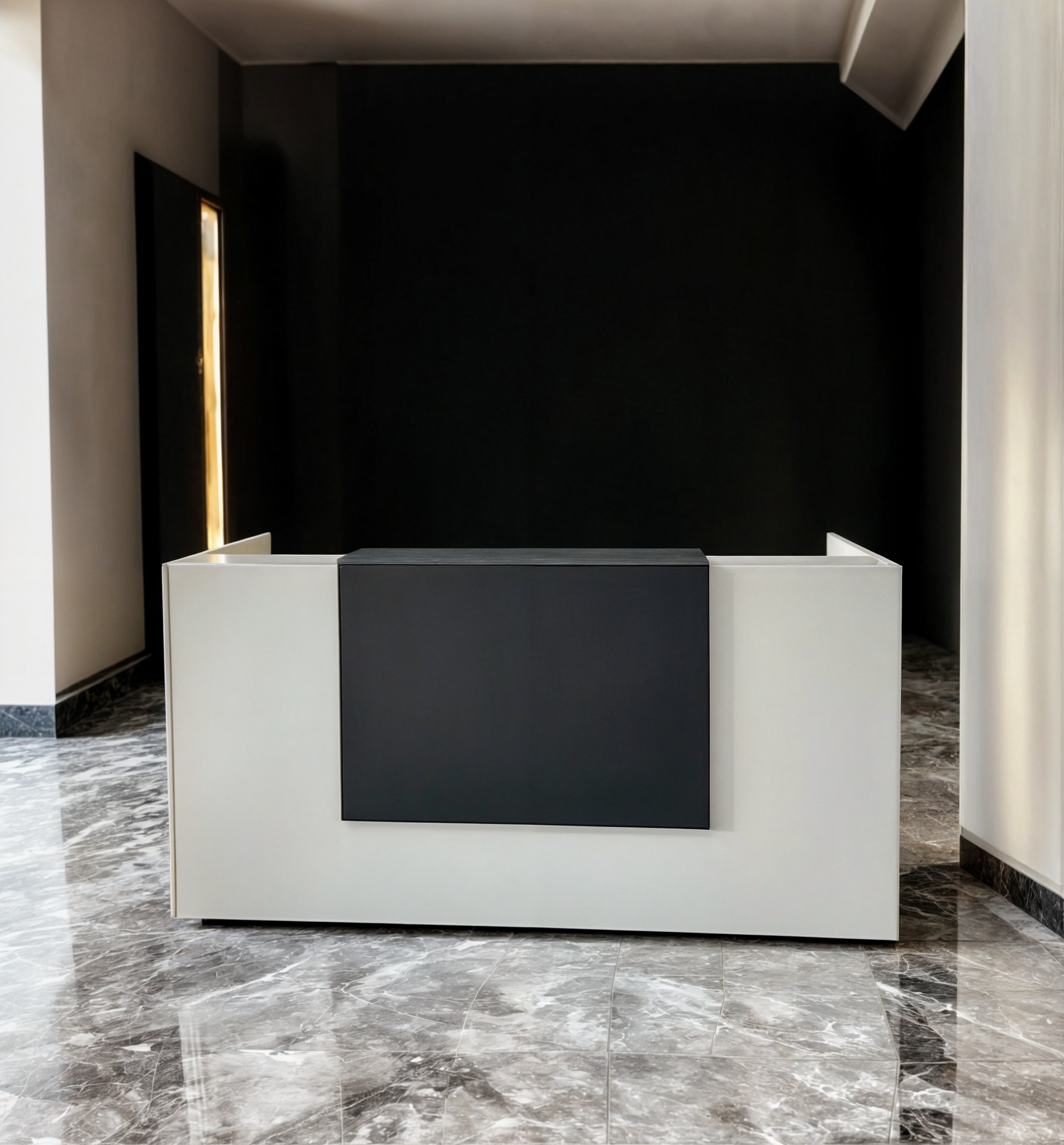 Стойка администратора Tobi Sho Ресепшн/1 для офиса/салона с подсветкой и ящиками/2000х800х1000 мм Дуб крафт белый/Черный - фото 3