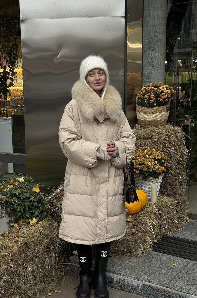 Куртка-парка Lipar 0561 пухова р. 48 Кремовий (16907344)