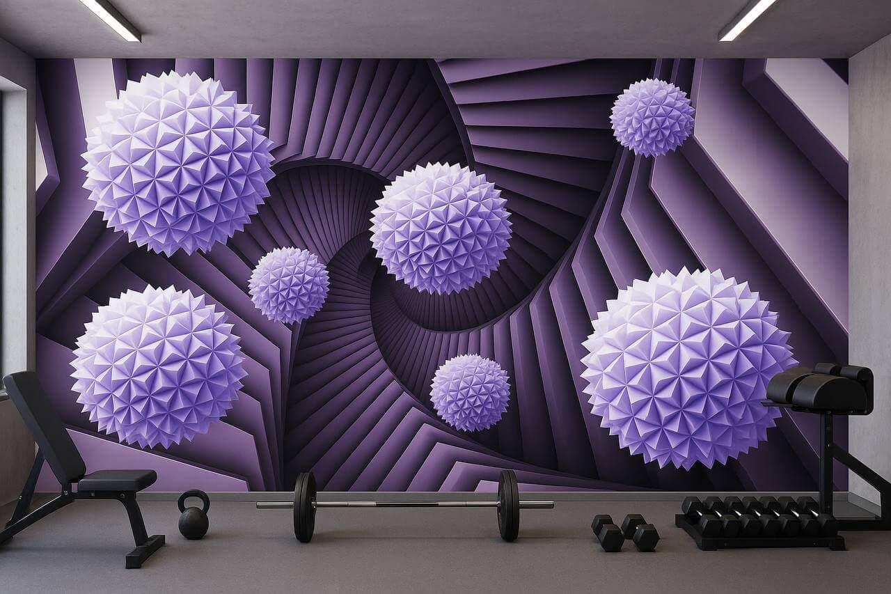 Фотообои флизелиновые Styleo Print-walls 3D Фиолетовые сферы 0185 400х250 см (Pw-0185/4)