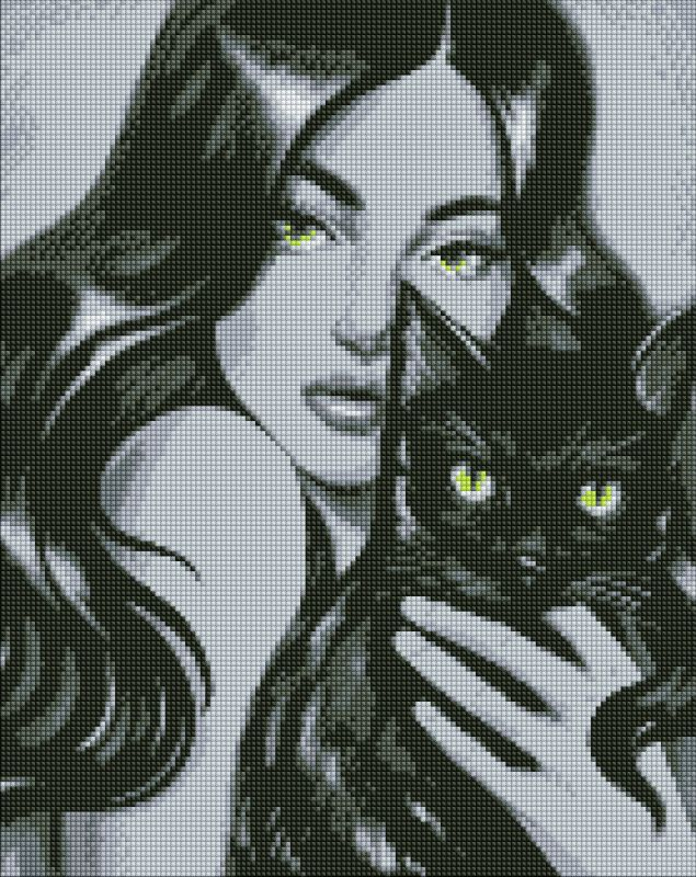 Алмазная мозаика на подрамнике Идейка Черный пушистик 40x50 см (AMO7697)