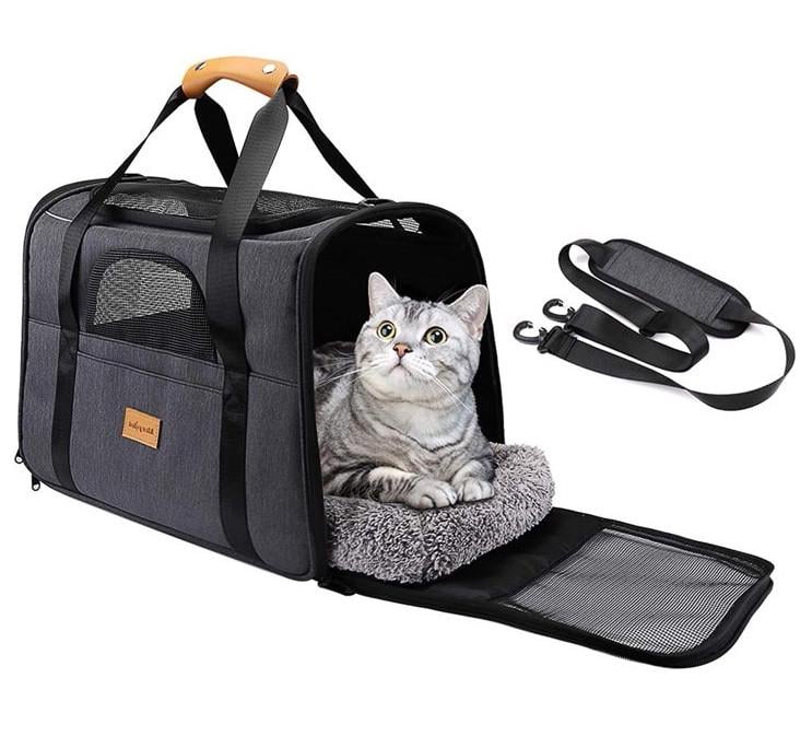 Сумка для переноски домашних питомцев CosmoPet CP-50 с окошком 46х32х36 см Dark Grey (3_04884) - фото 1