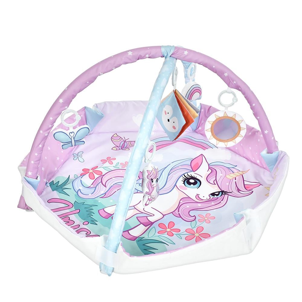 Развивающий коврик ZL2411 Единорог с дугами и подушкой (27477454)