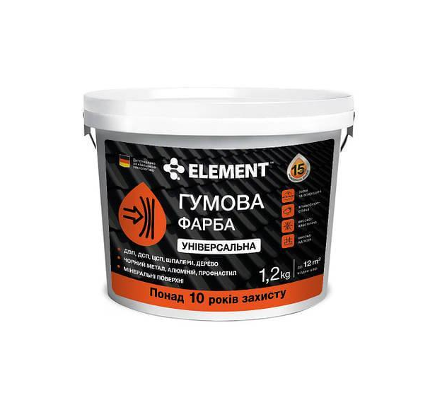 Краска резиновая универсальная Element база А 1.2 кг Графит (2594856658)