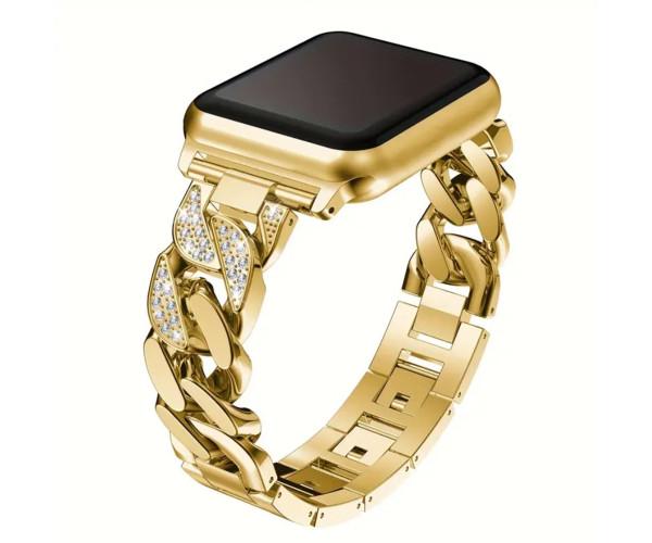 Ремешок металлический Diamond Chain для Apple Watch Series 10 42 мм Золотой - фото 1 Ремешок металлический Diamond Chain для Apple Watch Series 10 42 мм Золотой - фото 1