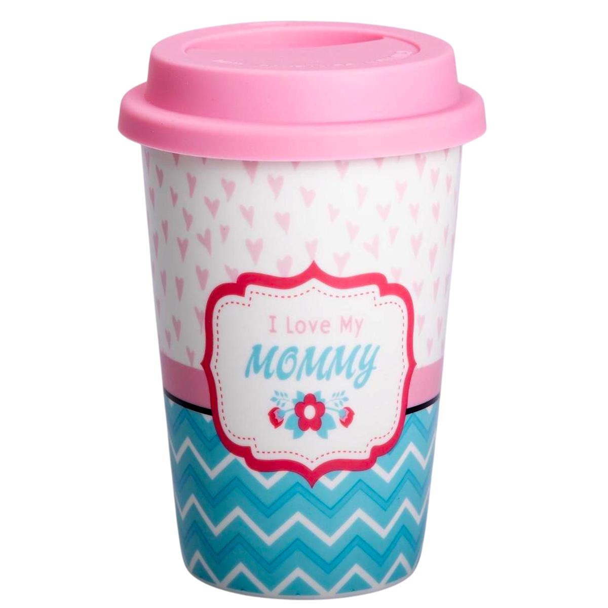 Стакан керамический I love my mommy с силиконовой крышкой 420 мл (RX-N240288LM)