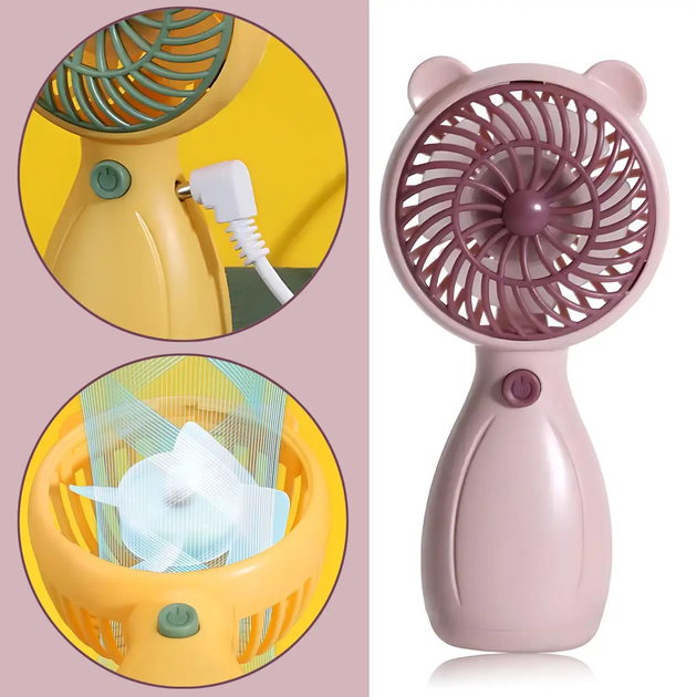 Вентилятор ручной аккумуляторный Handy Mini Fan JX-998 с ручкой d 6 см Розовый (ML-04462) - фото 2 Вентилятор ручной аккумуляторный Handy Mini Fan JX-998 с ручкой d 6 см Розовый (ML-04462) - фото 2