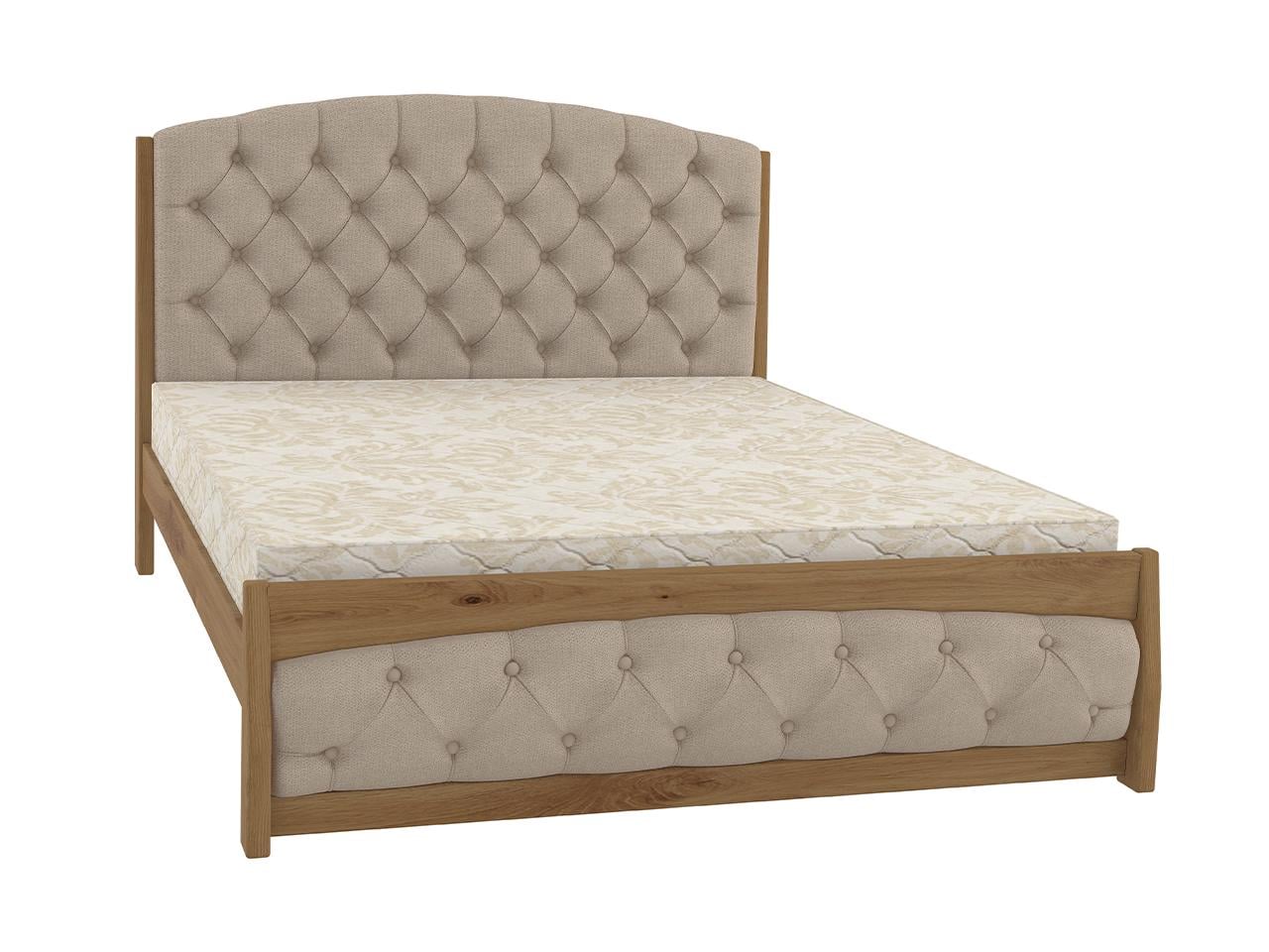 Ліжко двоспальне MebiGrand Мехіко з м'яким узголів'ям Аляска 23 180x200 см Горіх світлий/Бежевий (51886)